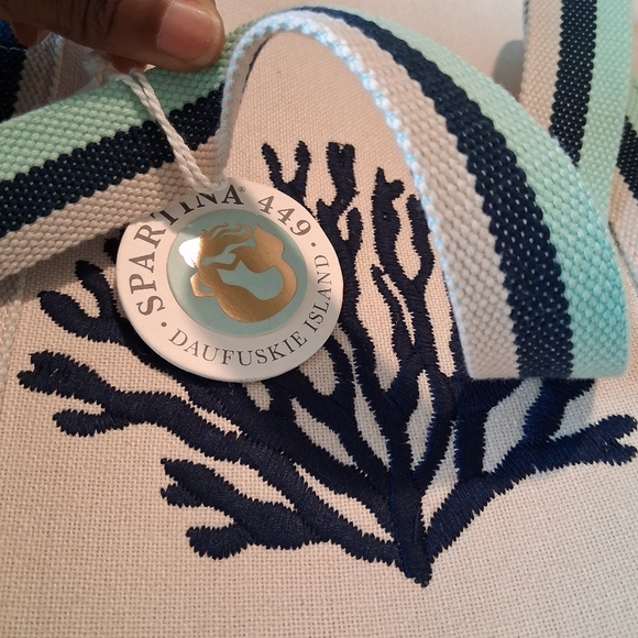 Spartina 449 Cream and Black Coral Tote - Picture 3 of 10